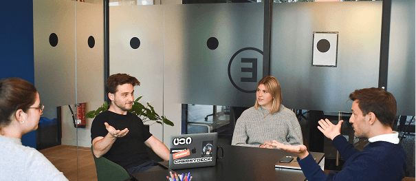 Team discussing AI solutions